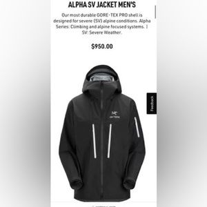 Arc’teryx Alpha SV Mens Shell Jacket Size Large